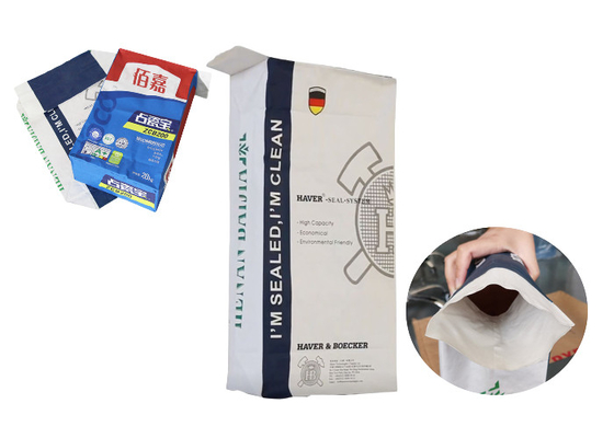 Waterproof 20kg 50kg Kraft Paper Valve Bag Packaging Untuk Semen